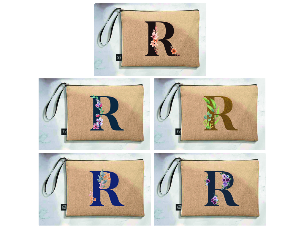 Bolso de mano letra r una pieza (diseño variado) (25×18×1 )